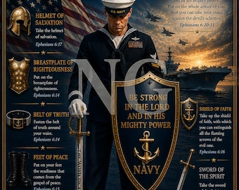 U.S. Navy Armor of God Christian Military Art Ephesians 6:10–18 Spiritual Warfare Print