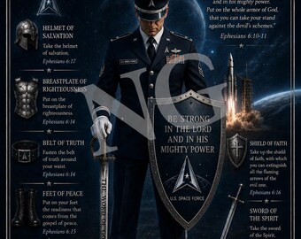 U.S. Space Force Armor of God Wall Art – Ephesians 6:10-18 Christian Military Print