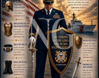 U.S. Coast Guard Armor of God Wall Art – Ephesians 6 Christian Military Print