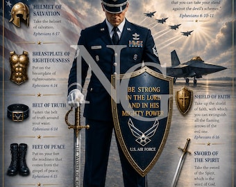U.S. Air Force Armor of God Christian Military Wall Art – Ephesians 6 Faith Print