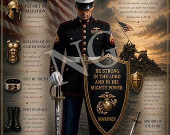 U.S. Marine Corps Armor of God Christian Wall Art – Ephesians 6 Faith Print