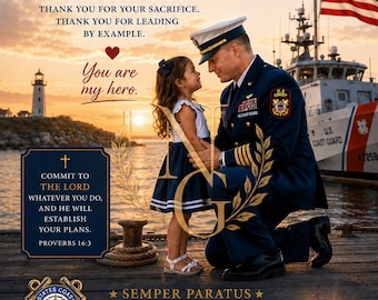 US Coast Guard Father Daughter Christian Wall Art (Digital Download)
