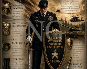 U.S. Army Armor of God Wall Art – Ephesians 6:10-18 Christian Military Print