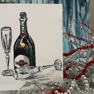 Biglietto di auguri per la festa dello champagne (set di tre)