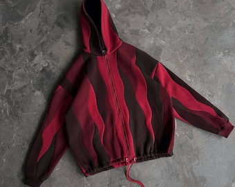 Warped Wave-Zip-Hoodie - Kastanienbraun & Purpur