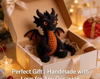 Crochet Dragon Kit, DIY Black Dragon Amigurumi Material Pack with  Tutorial, Fantasy Craft Gift for Kids and Adults