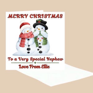 Personalised Christmas Card  – ANY RELATION Available | 6x6 Inch Card with Envelope | Personalised Christmas Snowman Woman