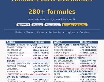 Guia de Referência Rápida do Excel PRO · Fórmulas Essenciais · Mais de 120 Fórmulas em Francês · Download Imediato