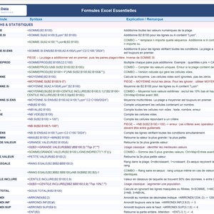 Excel fusklapp · 120+ viktiga formler på franska · Excel-guide · Direktnedladdning bild 2