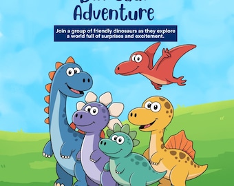 Dinosaurieäventyrssagobok för barn | Vänliga dinosaurier, lektioner i lagarbete (digital nedladdning)