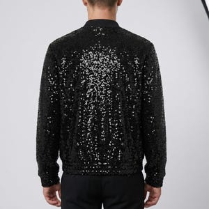 MJ Michael biopic 2026 Black Sequin Jacket, Concert Style Glitter Bomber Jacket, King of Pop Tribute Jacket, Handmade