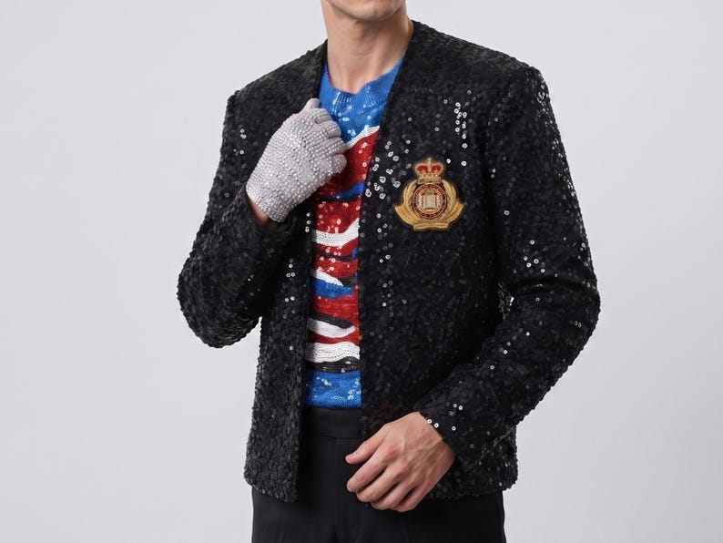 MJ Michael biopic 2026 Black Sequin Jacket, Concert Style Glitter Bomber Jacket, King of Pop Tribute Jacket, Handmade