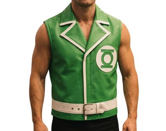 Chaleco de cuero de Linterna Verde, chaleco de Guy Gardner, disfraz de superhéroe para cosplay, regalo de DC Comics, Halloween