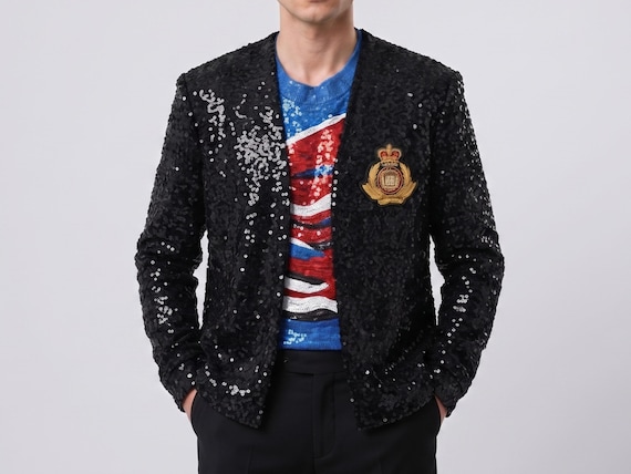 MJ Michael biopic 2026 Black Sequin Jacket, Concert Style Glitter Bomber Jacket, King of Pop Tribute Jacket, Handmade