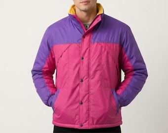 Cortavientos retro de los 90 con bloques de color, chaqueta inspirada en Oliver Tree.