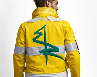 Chaqueta motera cyberpunk neón estilo Edgerunner, chaqueta de cosplay anime futurista, chaqueta de cuero streetwear para hombre, cosplay de David de Cyberpunk 2077