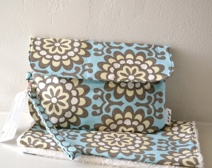 Diaper & Wipes Clutch With Deluxe Changing Pad in Lotus Flower Etsy