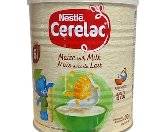Cereal infantil Nestlé Cerelac a partir de 6 meses, maíz mixto con leche.