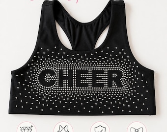Custom Rhinestone Girls Cheer Sports Bra | Practice Racerback Bling Top