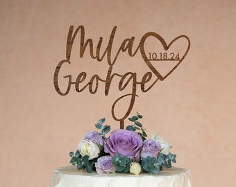 Décoration de gâteau de mariage personnalisée / script personnalisé pour mariage et anniversaire de mariage / décoration de gâteau personnalisable / or argent or rose