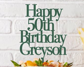 Personalized Birthday Cake Topper / Custom Script Cake Topper for Birthday / Baby / Party / Customizable Cake Topper for Boys / Gold Silver