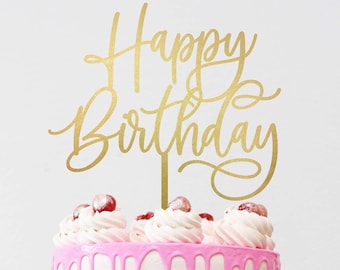 6 Topper Per Torta Happy Birthday In Acrilico Nero – Decorazioni Per Compleanno, Anniversario, Baby Shower – Forme Miste - 2