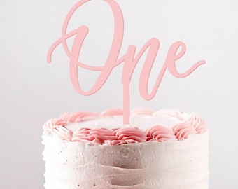 Calligraphy One First Birthday Cake Topper / Toddler Birthday Cake Topper /Script Gold Silver / Smash Cake Topper / One Cake Topper