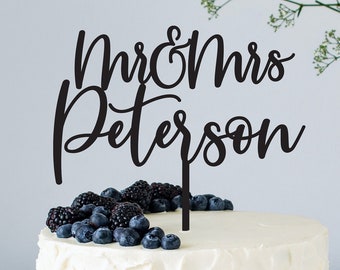 Décoration de gâteau de mariage personnalisée / script personnalisé pour mariage et anniversaire de mariage / décoration de gâteau personnalisable / or argent or rose