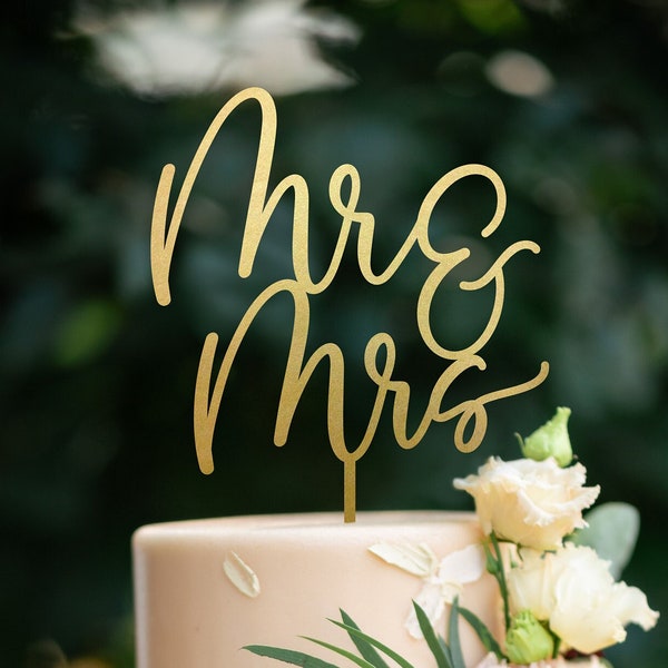 Mr & Mrs Wedding Cake Topper / Mr and Mrs Cake Topper / Wedding Cake Topper / Vow Renewal Cake Topper / Gold and Silver and Rose Gold