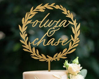 Personalized Wedding Cake Topper / Custom Script Cake Topper for Wedding and Anniversary / Customizable Cake Topper / Gold Silver Rose Gold