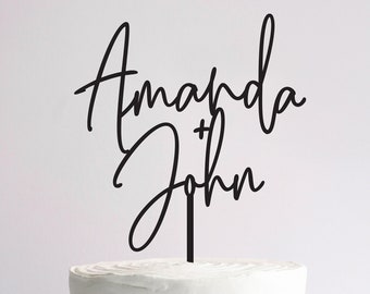 Personalized Wedding Cake Topper / Custom Script Cake Topper for Wedding and Anniversary / Customizable Cake Topper / Engagement Cake Topper