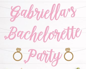 Custom Party Banner, Thick Glitter or Matte Paper - for Wedding, Birthday, Anniversary, Baby Shower, Bachelorette - Script Font
