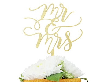 Mr & Mrs Flourish Cake Topper