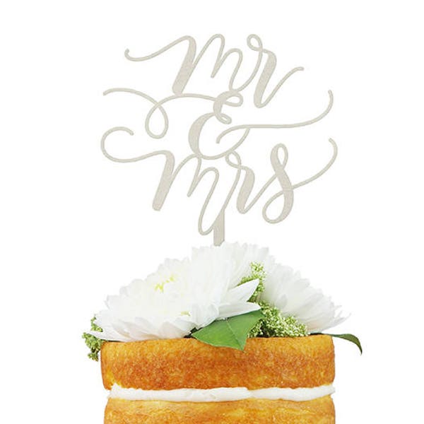 Mr & Mrs Flourish Cake Topper