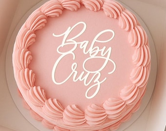 Personalized Baby Cake Topper / Custom Script Cake Topper for Gender Reveal and Baby Shower / Customizable Cake Topper / Gold Silver