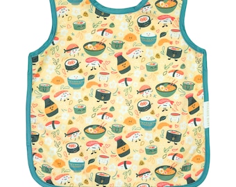 Apron Bib for Babies and Toddlers / Waterproof Baby Bib / Bapron for Infants Babies and Toddlers / Baby Toddler Smock / Sushi Snack