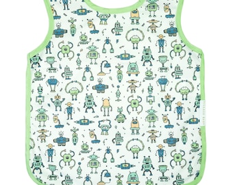 Apron Bib for Babies and Toddlers / Waterproof Baby Bib / Bapron for Infants Babies and Toddlers / Baby Toddler Smock / Robot Buddies