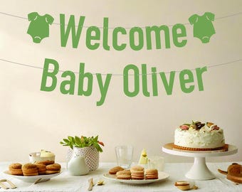 Custom Party Banner, Personalized Baby Shower Sign, Banner for Baby Boy