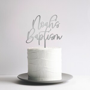 Personalized Wedding Cake Topper / Custom Script Cake Topper for Wedding and Anniversary / Customizable Cake Topper / Gold Silver image 3