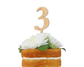 Cherry Wood Number Cake Topper - Great for a Birthday or Anniversary