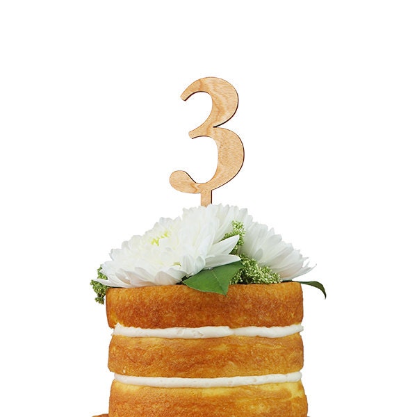 Cherry Wood Number Cake Topper - Great for a Birthday or Anniversary