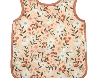 Apron Bib for Babies and Toddlers / Waterproof Baby Bib / Bapron for Infants Babies and Toddlers / Baby Toddler Smock / Peach Posey / Floral