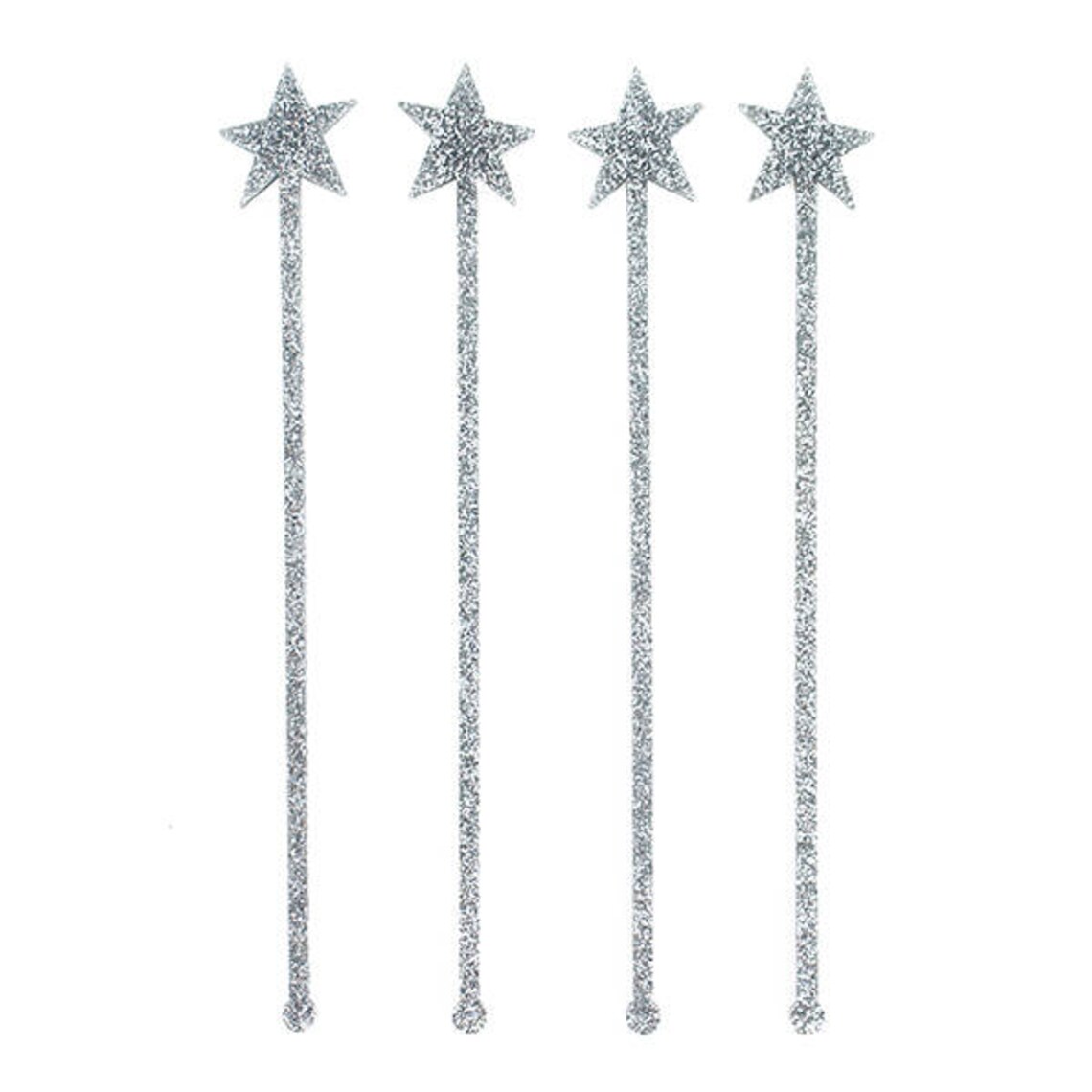 Silver Glitter Star Drink Stirrers Etsy