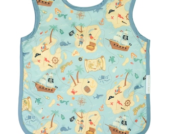 Apron Bib for Babies and Toddlers / Waterproof Baby Bib / Bapron Infants Babies and Toddlers / Baby Toddler Smock / Treasure Hunt / Pirates