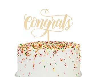 Congrats Gold Mirror Cake Topper