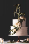 Personalized Wedding Cake Topper / Custom Script Cake Topper for Wedding and Anniversary / Customizable Cake Topper / Gold Silver