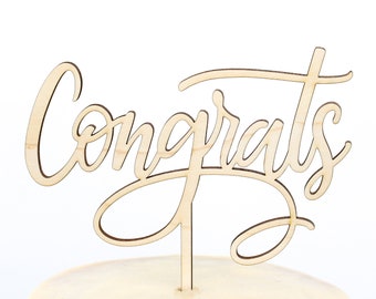 Calligraphy Congrats Cake Topper, Celebration Party Cake Topper, Script Gold Silver Congratulations Cake Topper Good Job