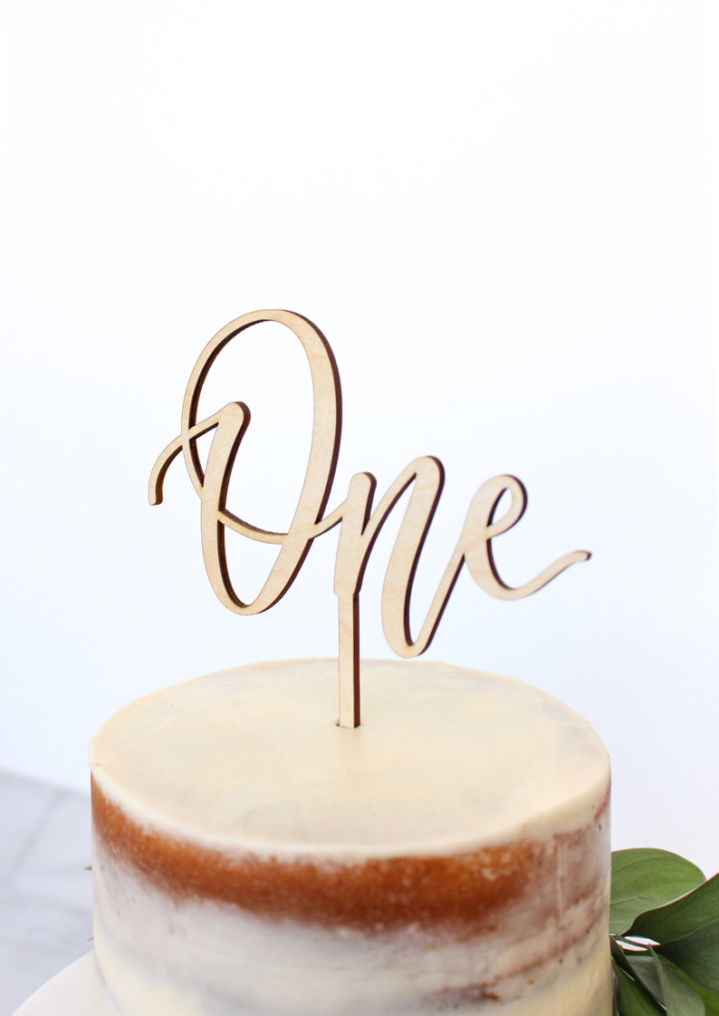 Calligraphy One First Birthday Cake Topper / Toddler Birthday Cake Topper /Script Gold Silver / Smash Cake Topper / One Cake Topper image 6