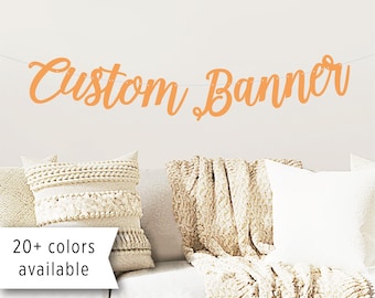 Custom Cursive Banner / Personalized Script Sign / Custom Name Banner / Custom Birthday / Custom Bridal Wedding Shower / gold silver glitter