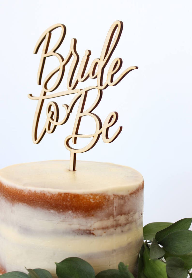 Calligraphy Bride to Be Cake Topper, Script Bride to Be Cake Topper, Personalized Gold and Silver, Wedding Shower Cake Topper image 3